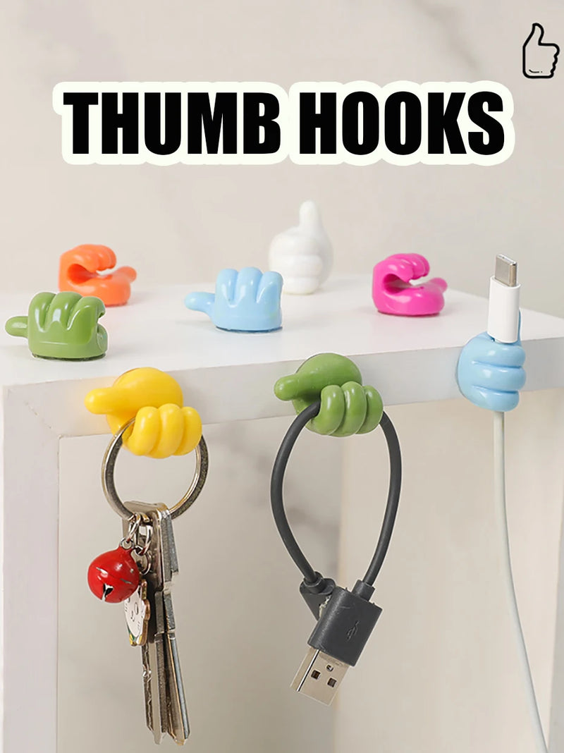 ORGANIZADOR MODA NO TIK-TOK, auto-adesivo Thumb Wall Hooks, clipes de cabo, chave, escova de dentes, fone de ouvido, cabo, cabide para desktop, banheiro, multi-função, 5, 10, 30pcs