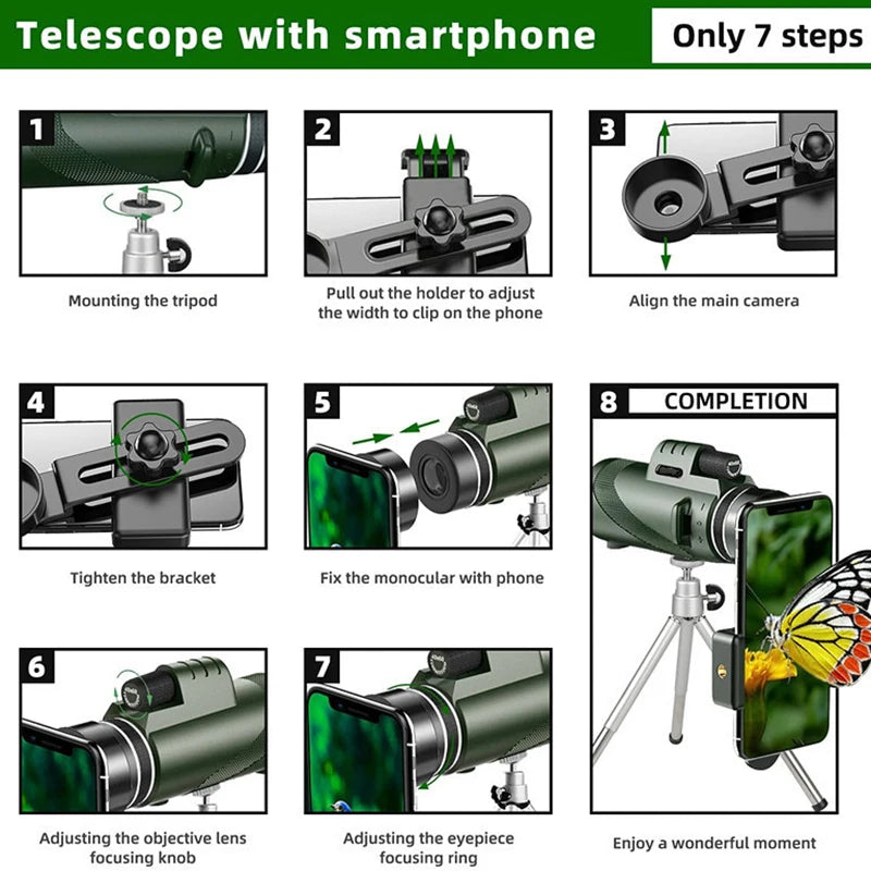 Telescópio portátil Zoom HD 5000M dobrável de longa distância Mini telescópio poderoso para esportes de caça Viagem de acampamento ao ar livre