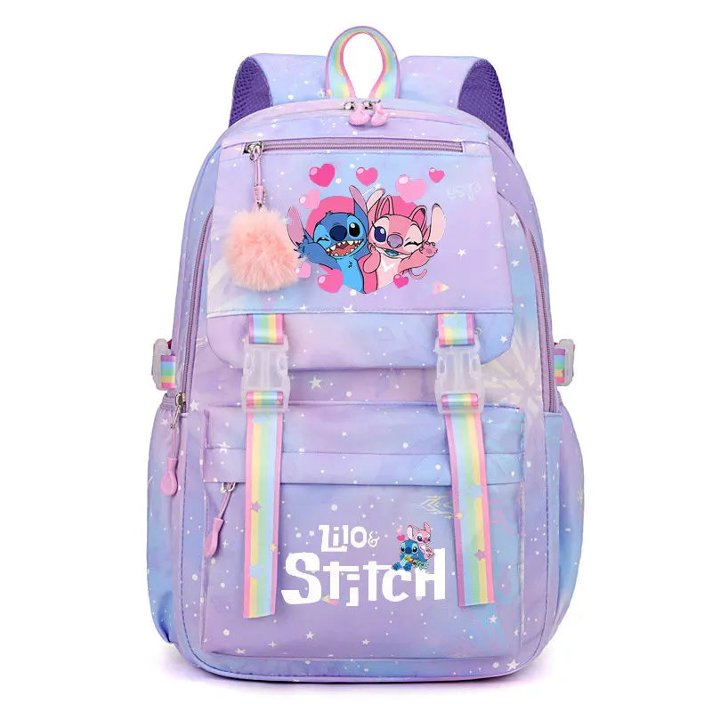 Lilo e Stitch Mochila impermeável de grande capacidade para escola Kawaii Anime cosplay bolsa de viagem bolsa escolar estudante menina presente