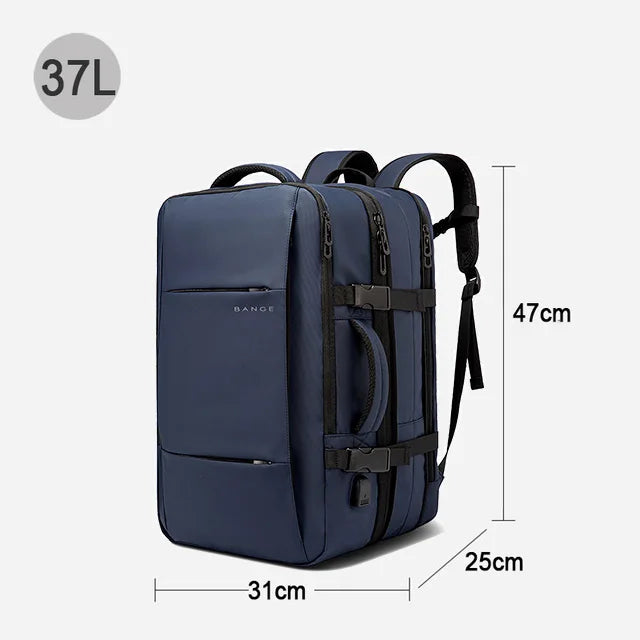 Mochila de viagem BANGE Mochila empresarial masculina Mochila escolar Bolsa USB expansível Grande capacidade 17.3 Laptop Mochila impermeável da moda