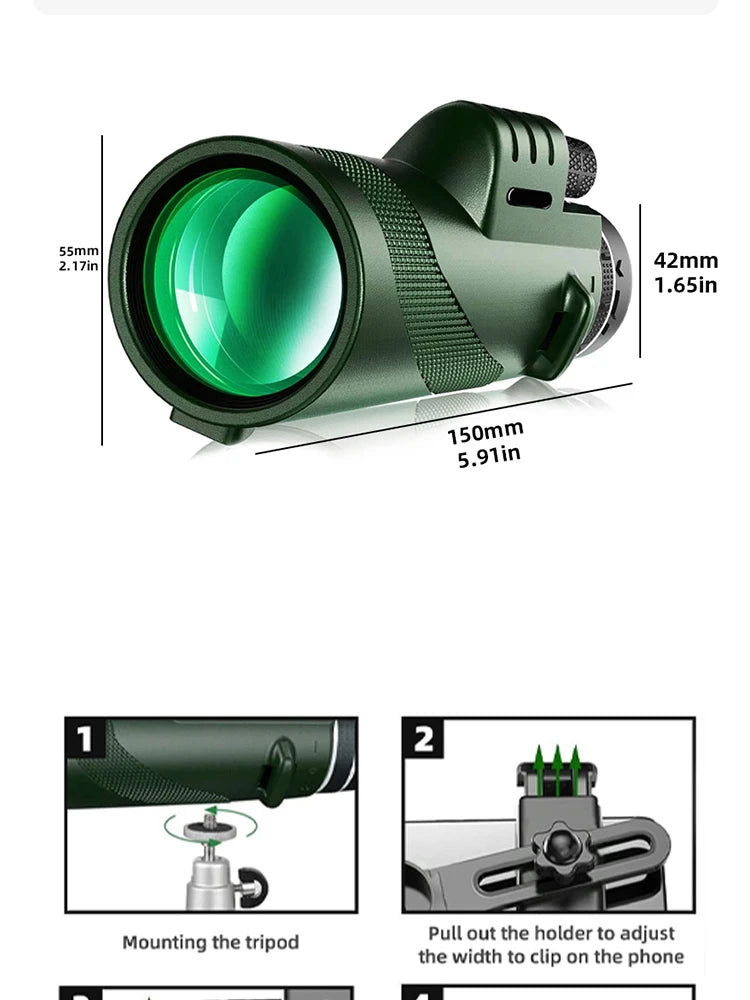 Telescópio portátil Zoom HD 5000M dobrável de longa distância Mini telescópio poderoso para esportes de caça Viagem de acampamento ao ar livre