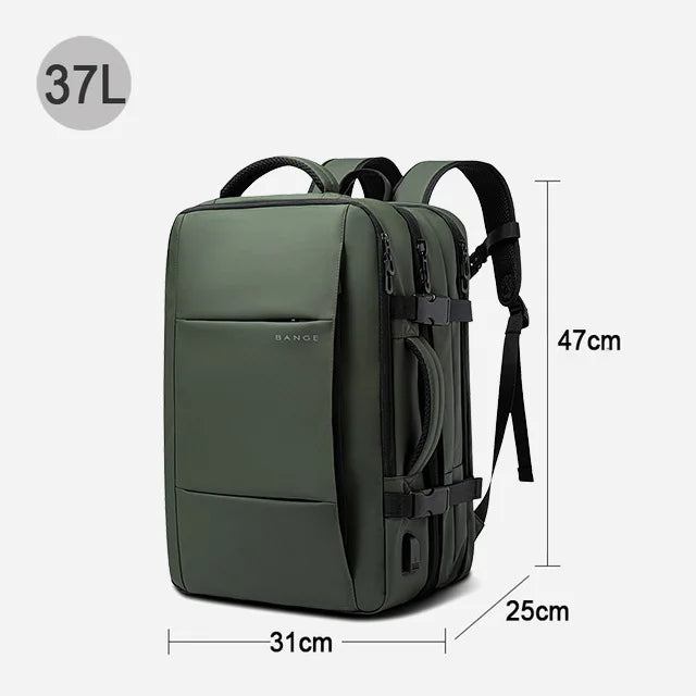 Mochila de viagem BANGE Mochila empresarial masculina Mochila escolar Bolsa USB expansível Grande capacidade 17.3 Laptop Mochila impermeável da moda