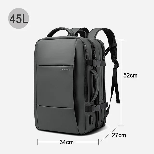 Mochila de viagem BANGE Mochila empresarial masculina Mochila escolar Bolsa USB expansível Grande capacidade 17.3 Laptop Mochila impermeável da moda