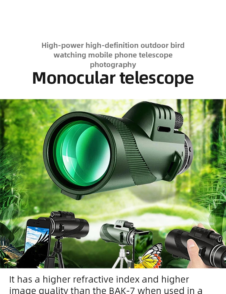 Telescópio portátil Zoom HD 5000M dobrável de longa distância Mini telescópio poderoso para esportes de caça Viagem de acampamento ao ar livre