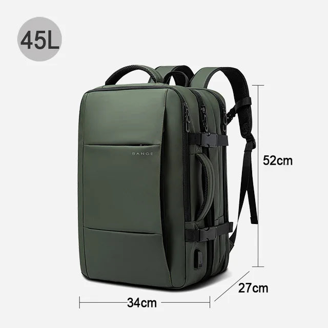 Mochila de viagem BANGE Mochila empresarial masculina Mochila escolar Bolsa USB expansível Grande capacidade 17.3 Laptop Mochila impermeável da moda