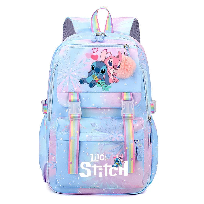 Lilo e Stitch Mochila impermeável de grande capacidade para escola Kawaii Anime cosplay bolsa de viagem bolsa escolar estudante menina presente