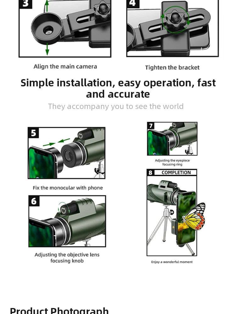 Telescópio portátil Zoom HD 5000M dobrável de longa distância Mini telescópio poderoso para esportes de caça Viagem de acampamento ao ar livre