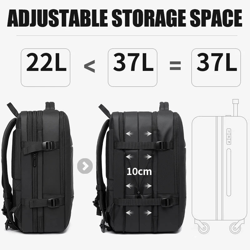 Mochila de viagem BANGE Mochila empresarial masculina Mochila escolar Bolsa USB expansível Grande capacidade 17.3 Laptop Mochila impermeável da moda