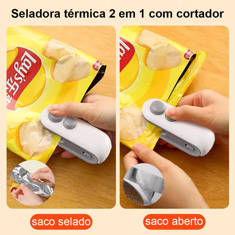 Mini Máquina de Selagem de Sacos Térmicos Seladora de Pacotes Sacos Plásticos Seladora de Alimentos Clipe de Saco Seladora Portátil Seladora de Embalagens de Alimentos Seladora Térmica