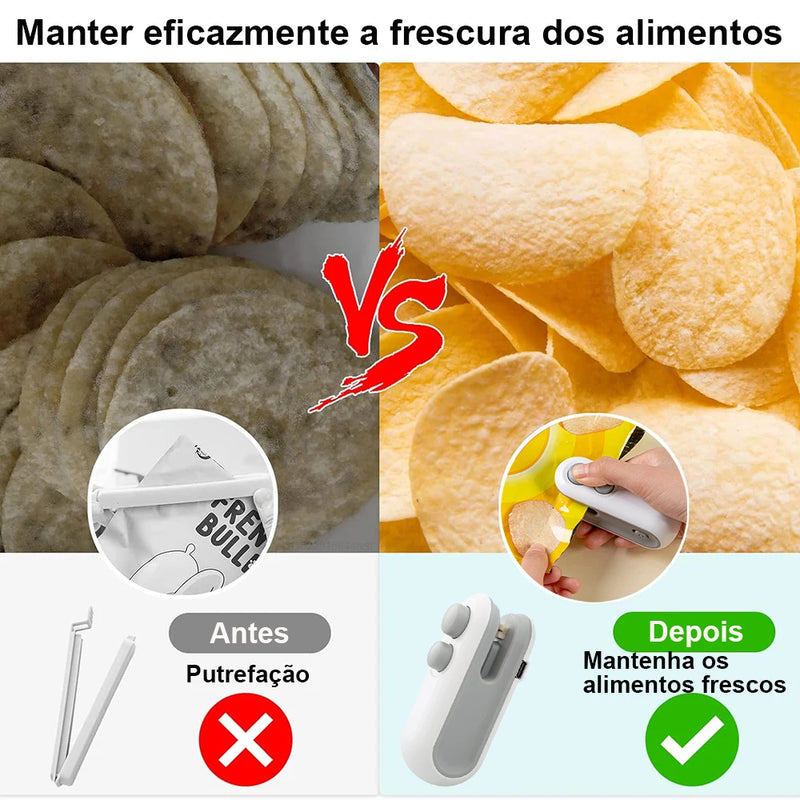 Mini Máquina de Selagem de Sacos Térmicos Seladora de Pacotes Sacos Plásticos Seladora de Alimentos Clipe de Saco Seladora Portátil Seladora de Embalagens de Alimentos Seladora Térmica