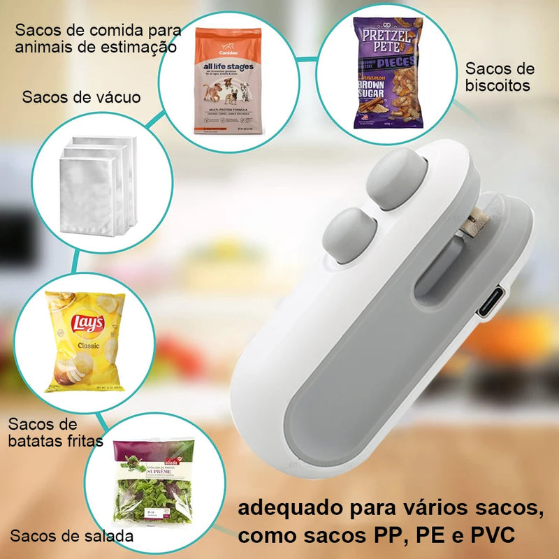 Mini Máquina de Selagem de Sacos Térmicos Seladora de Pacotes Sacos Plásticos Seladora de Alimentos Clipe de Saco Seladora Portátil Seladora de Embalagens de Alimentos Seladora Térmica