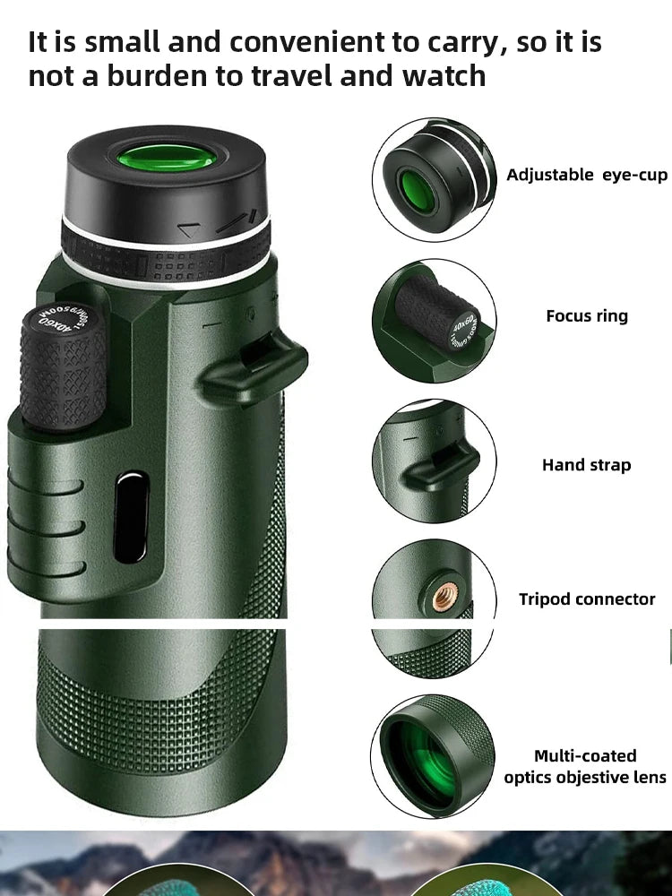 Telescópio portátil Zoom HD 5000M dobrável de longa distância Mini telescópio poderoso para esportes de caça Viagem de acampamento ao ar livre