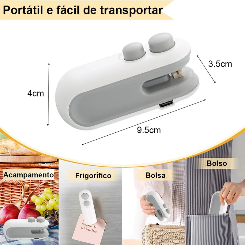 Mini Máquina de Selagem de Sacos Térmicos Seladora de Pacotes Sacos Plásticos Seladora de Alimentos Clipe de Saco Seladora Portátil Seladora de Embalagens de Alimentos Seladora Térmica