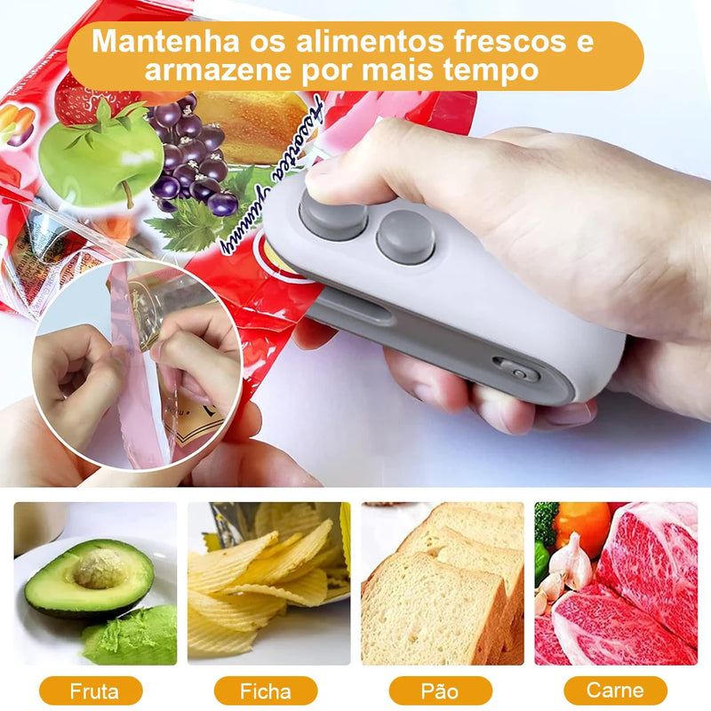 Mini Máquina de Selagem de Sacos Térmicos Seladora de Pacotes Sacos Plásticos Seladora de Alimentos Clipe de Saco Seladora Portátil Seladora de Embalagens de Alimentos Seladora Térmica