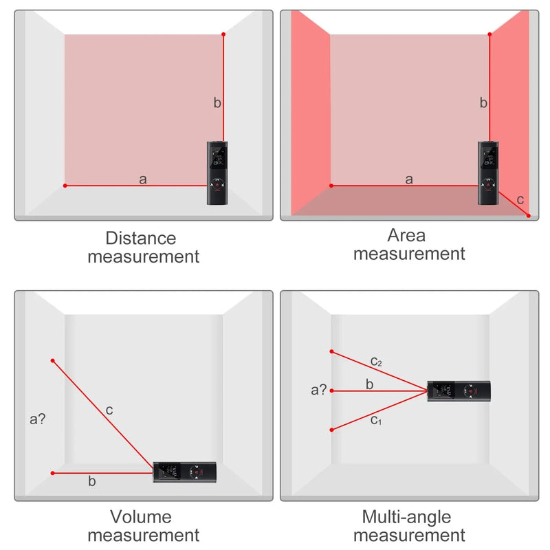 Mini medidor de distância a laser inteligente, 40m/60m, telêmetro infravermelho, usb, recarregável, portátil, ferramentas de telêmetro a laser